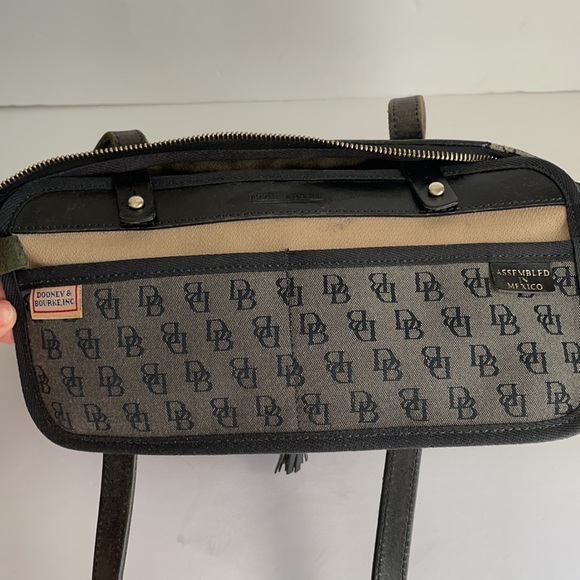 Dooney & Bourke Black Gray Leather Logo Canvas Bag - Picture 9 of 13